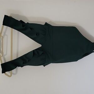 Dark Green Ruffled One-Piece Swimsuit
